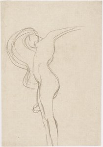 Floating Woman with Body in Profile by Gustav Klimt